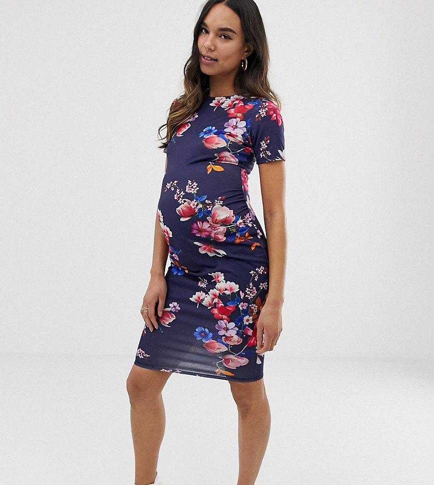 Blume Maternity jersey bodycon dress in navy floral