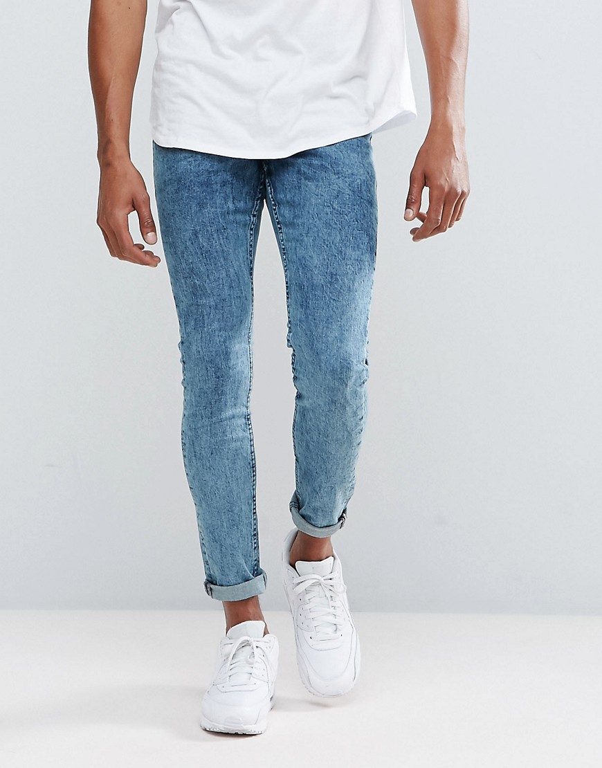 New Look Skinny Jeans In Acid Wash Blue - Mid blue