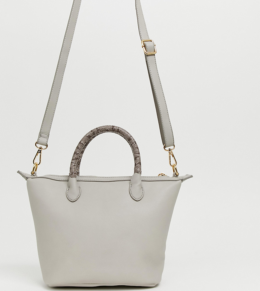 Oasis cross body bag with snake handle in grey