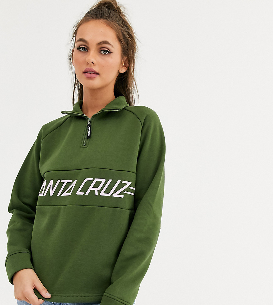 Santa Cruz Pinline 1/4 zip sweatshirt in khaki