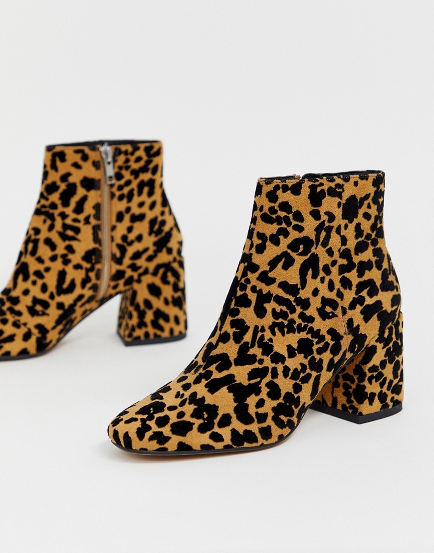 Asos Design Rural Leopard Ankle Boots-multi