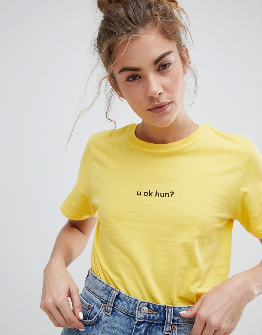 Adolescent Clothing u ok hun t-shirt - Yellow/black