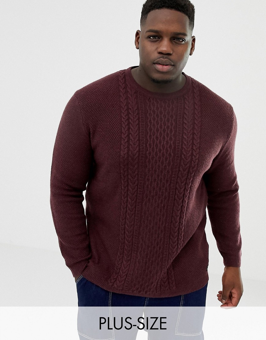 Tom Tailor Plus knitted jumper in cable knit in red