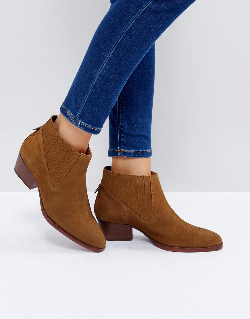 Hudson London Ernest Tan Suede Flat Ankle Boots - Tan suede