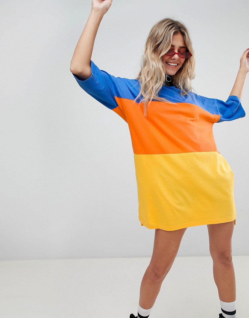 The Ragged Priest oversize t-shirt dress in colour block