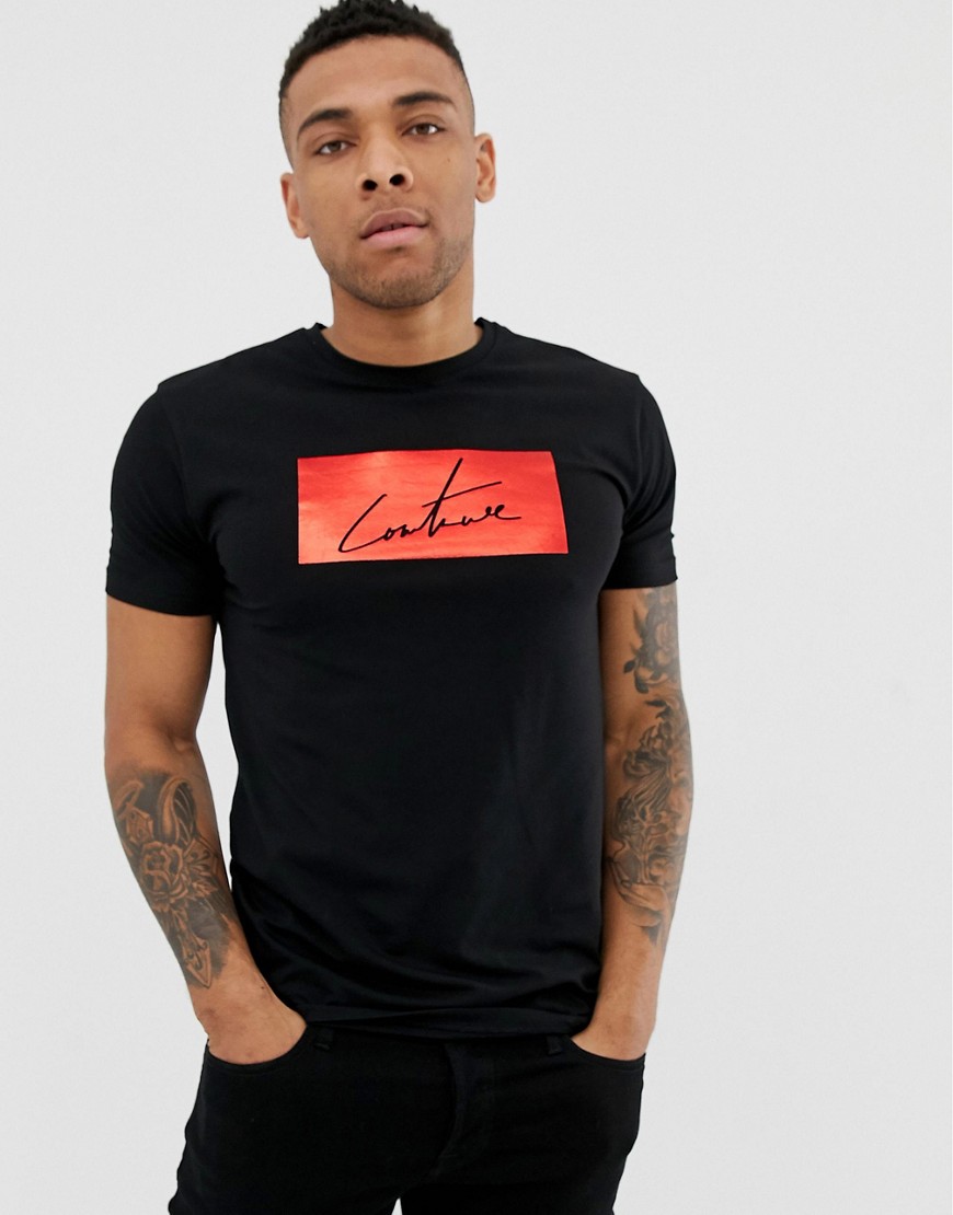 The Couture Club t-shirt in black with red foil logo