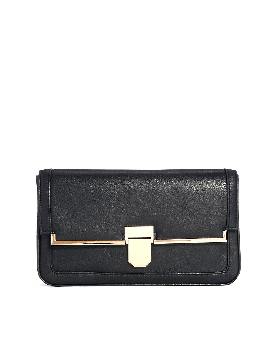 Image 1 of ASOS Clutch Bag With Front Lock And Bar