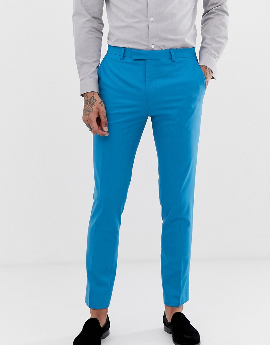 Twisted Tailor Ellroy super skinny suit trouser in bright blue