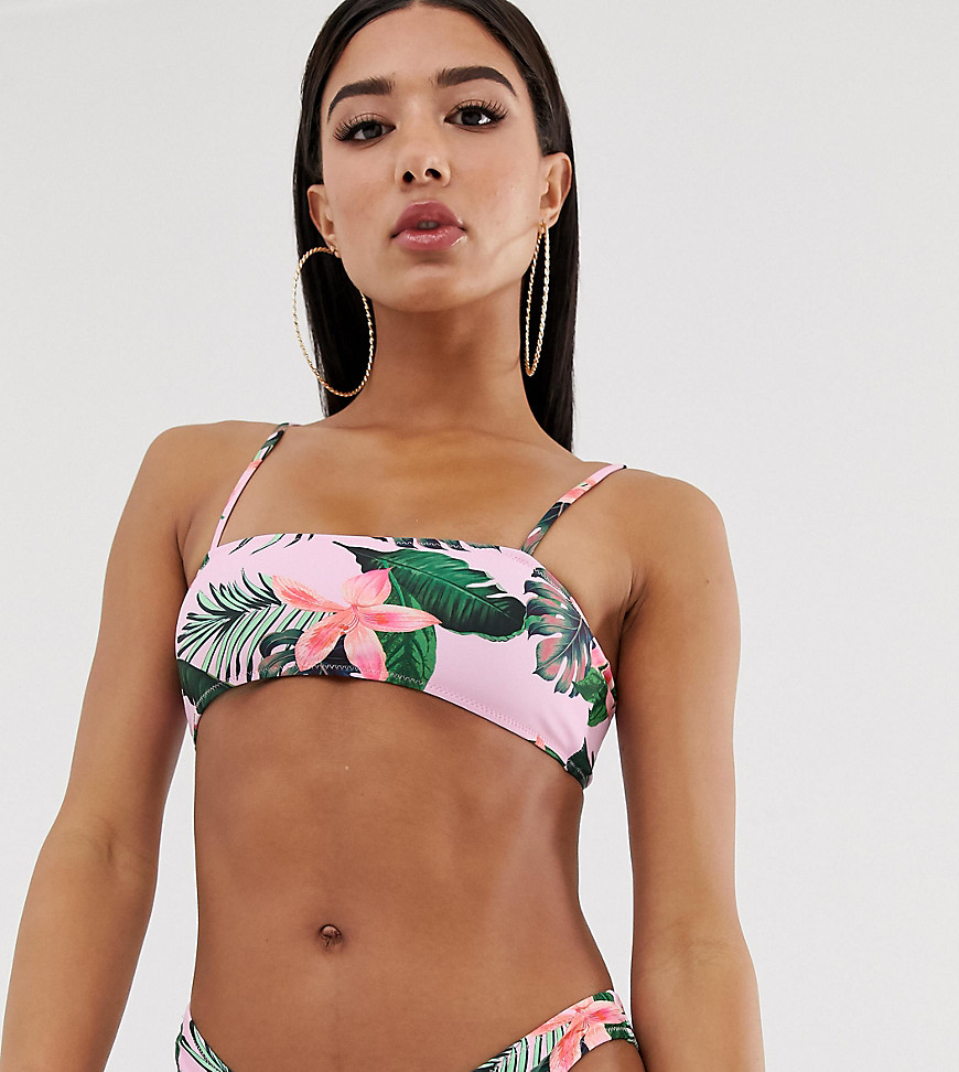 Missguided mix and match strappy bikini top in floral print