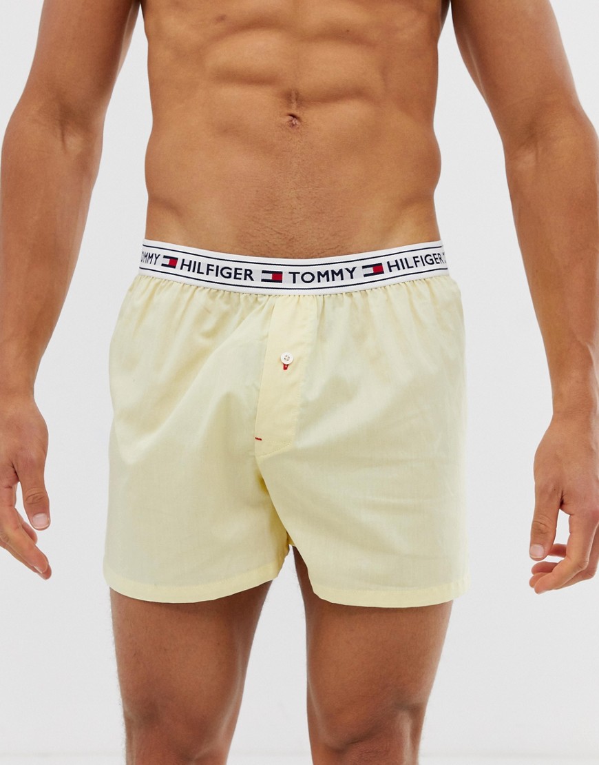 Tommy Hilfiger woven boxer shorts with contrast flag logo waistband in yellow