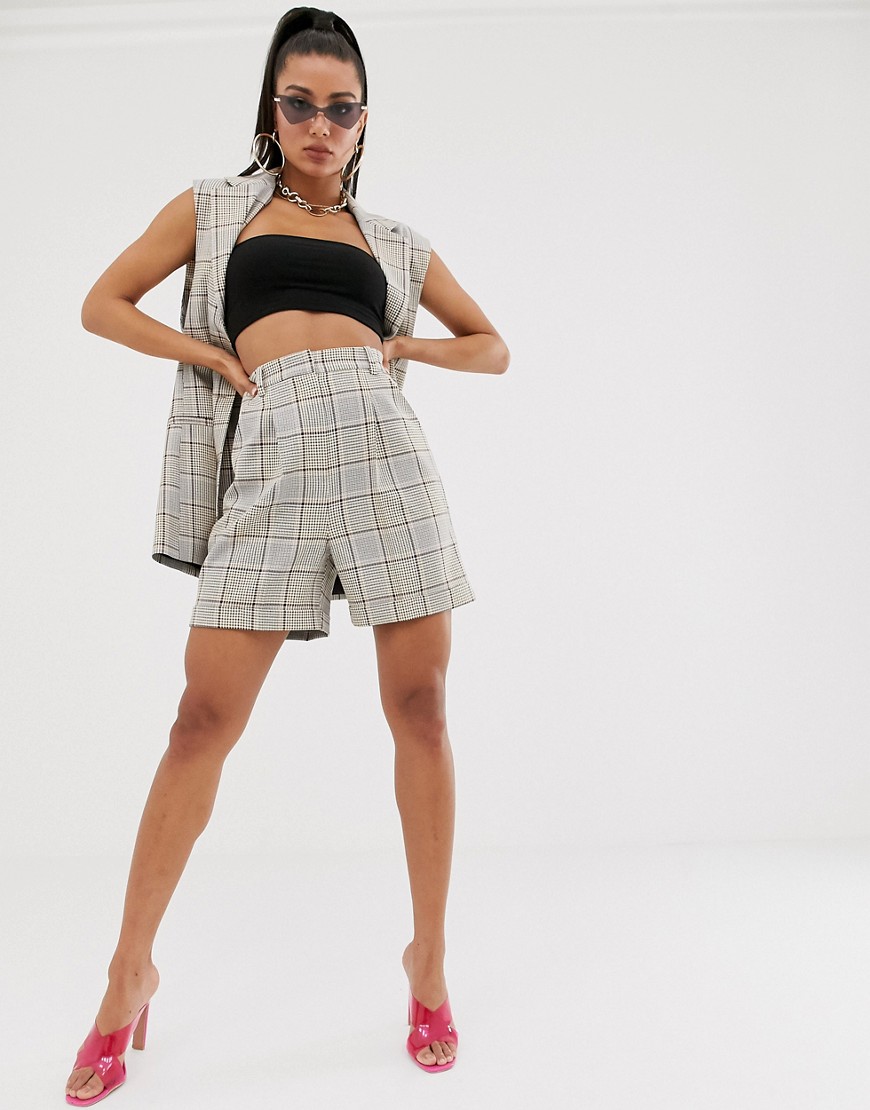 ASOS DESIGN mom suit shorts in check