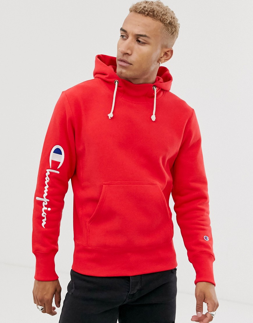 Champion Reverse Weave mock neck hoodie in red
