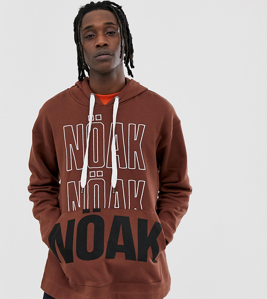 Noak oversized hoodie in brown with branding
