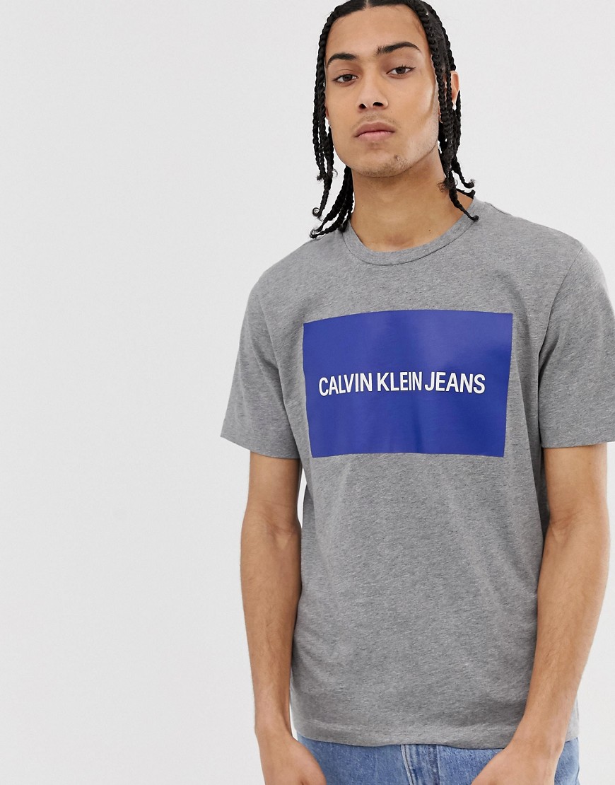 Calvin Klein Jeans institiutional box logo t-shirt in grey