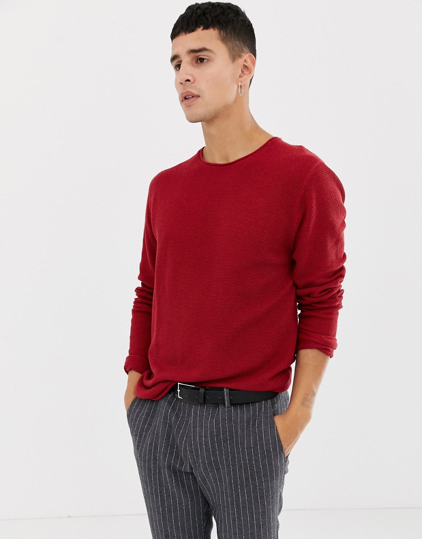 Selected Homme crew neck jumper in red