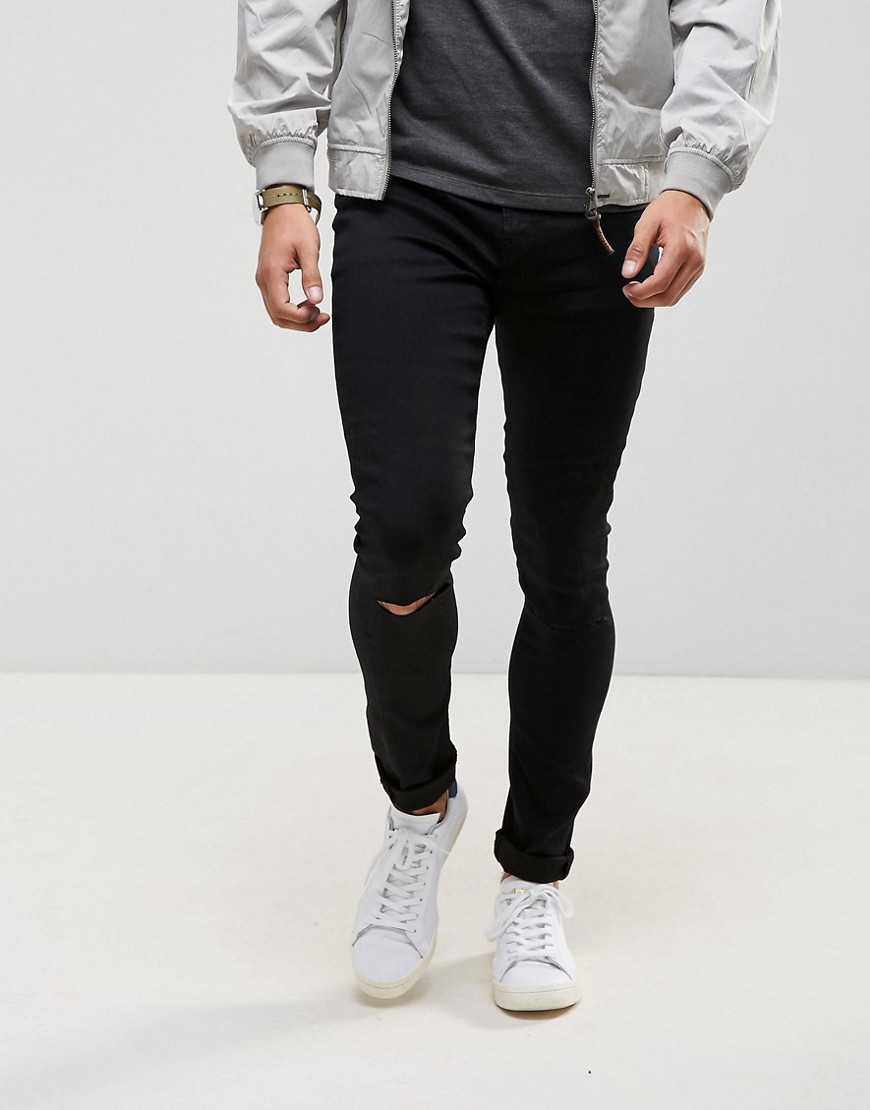 LDN DNM Black Spray On Jeans with Knee Rips
