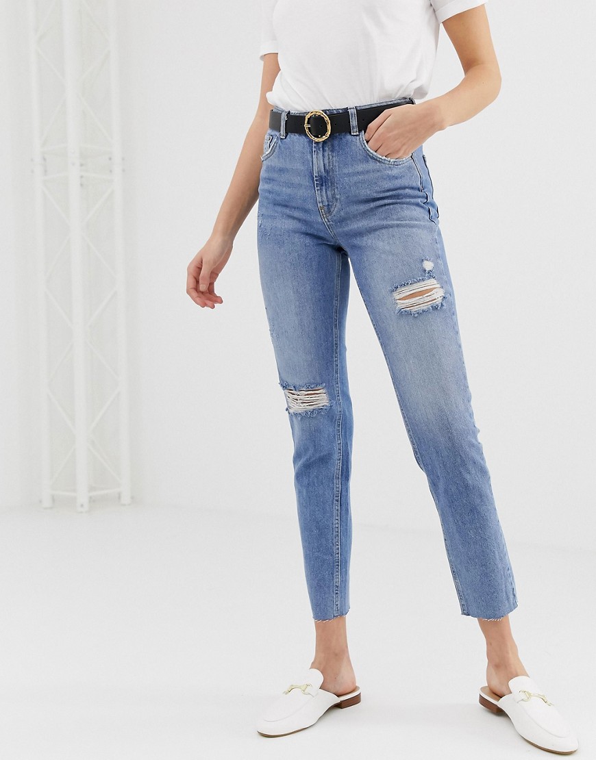 Pieces Ella ripped mom jeans