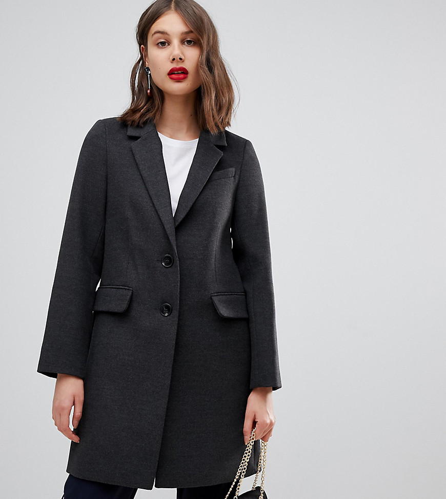 Warehouse single breasted coat in charcoal