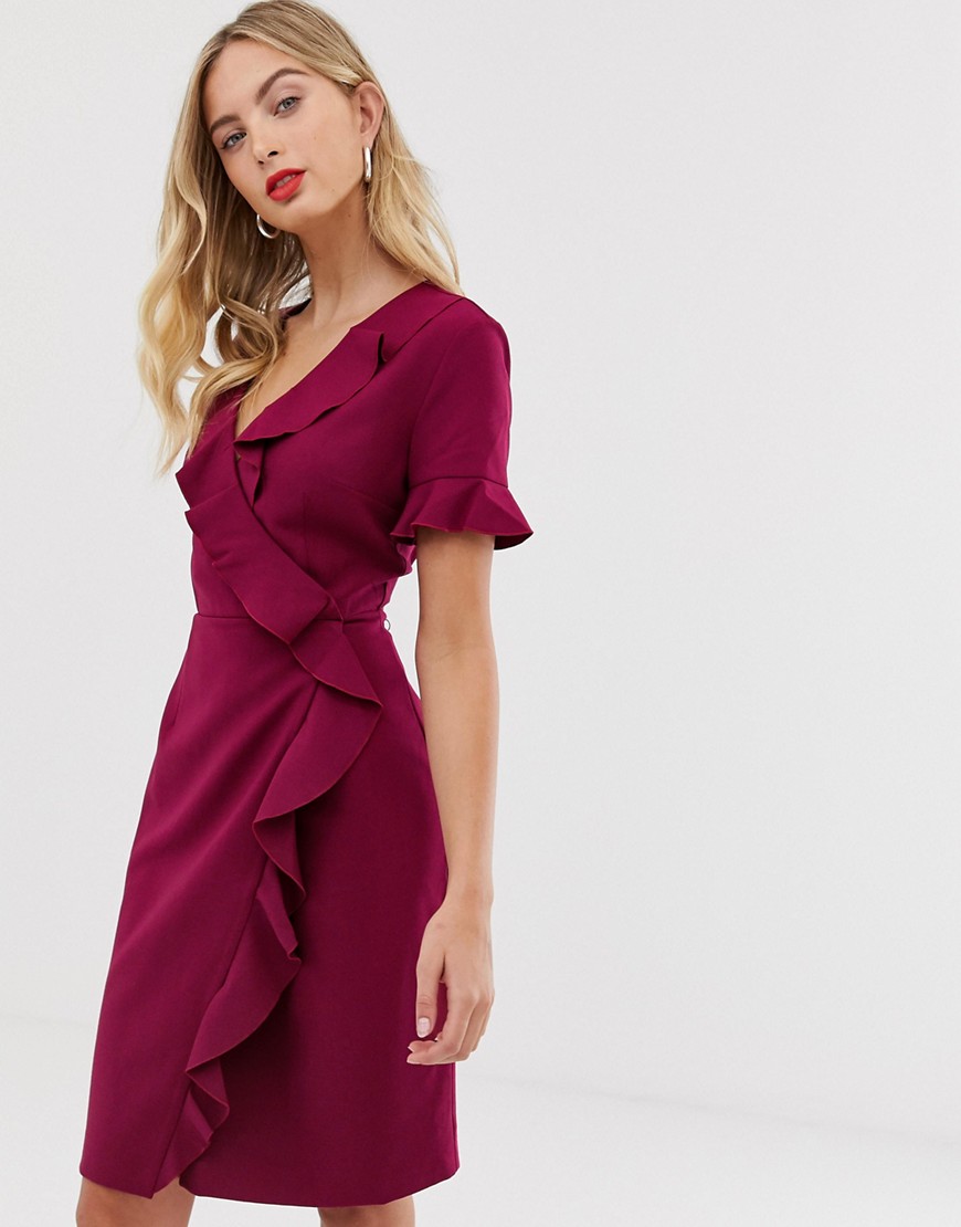 French Connection Alianor frill front pencil dress