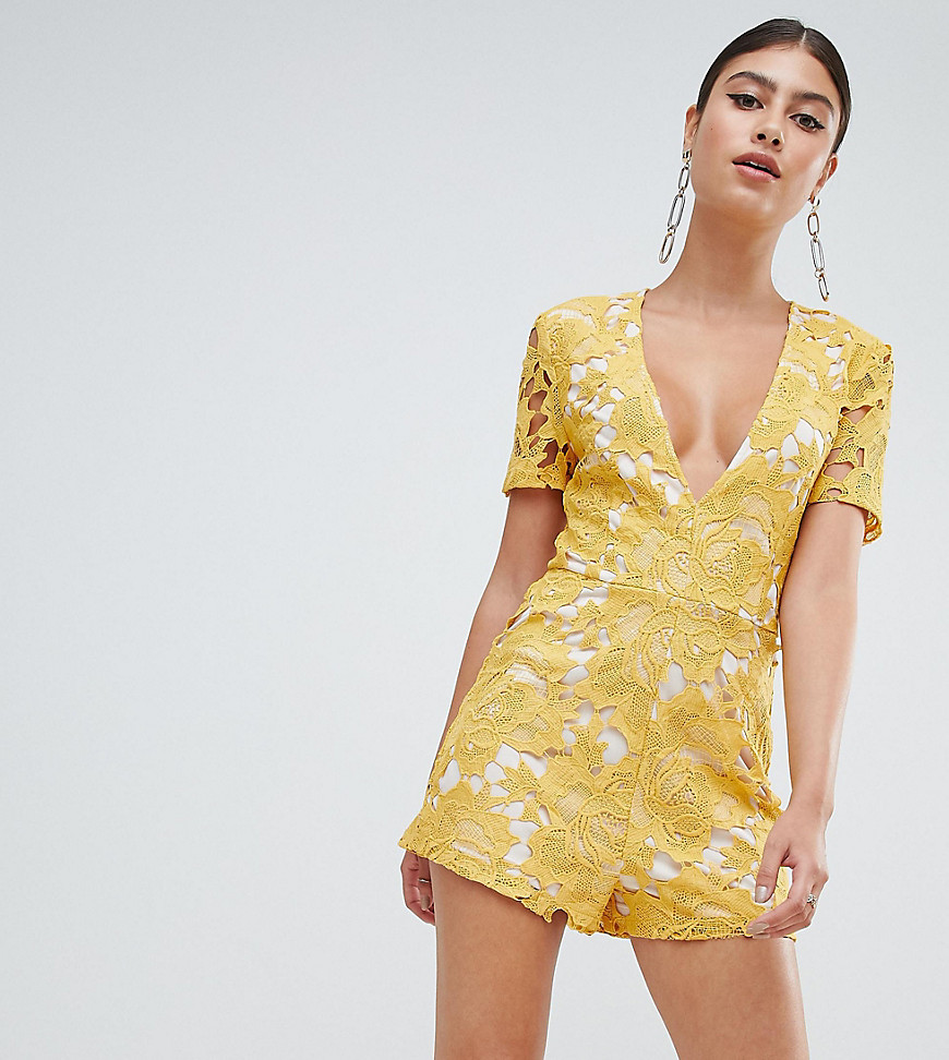 Missguided exclusive plunge lace playsuit