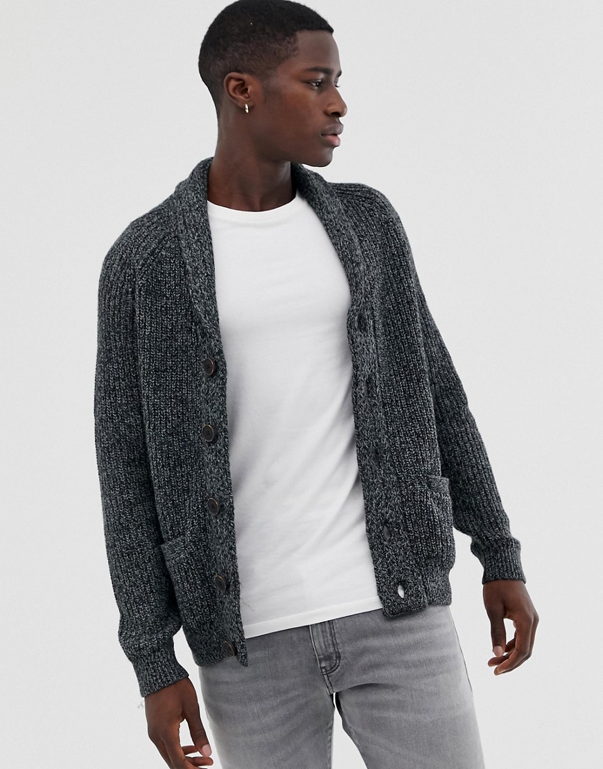 Pier One wool blend cardigan in grey with chunky collar