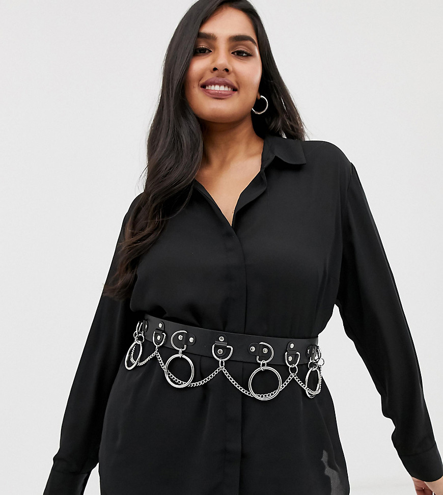 ASOS DESIGN Curve multi ring and chain waist and hip belt