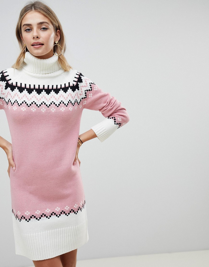 Fashion Union Knitted Dress With Fairisle Pattern