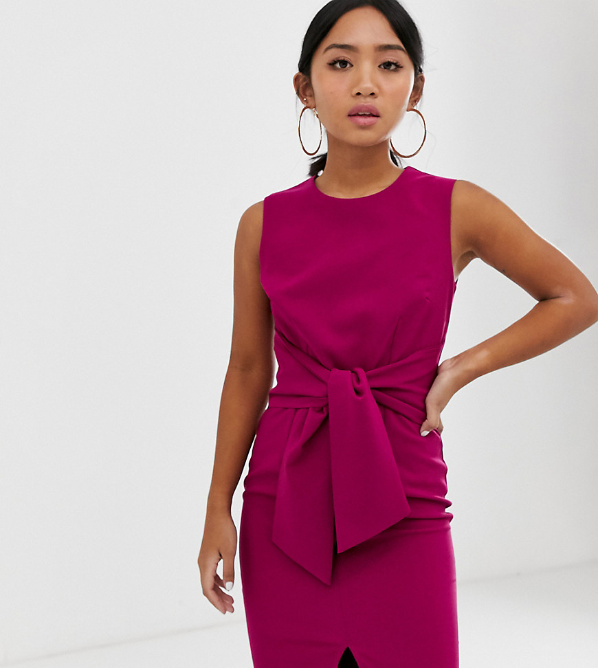 Paper Dolls Petite sleeveless knot front pencil dress in raspberry