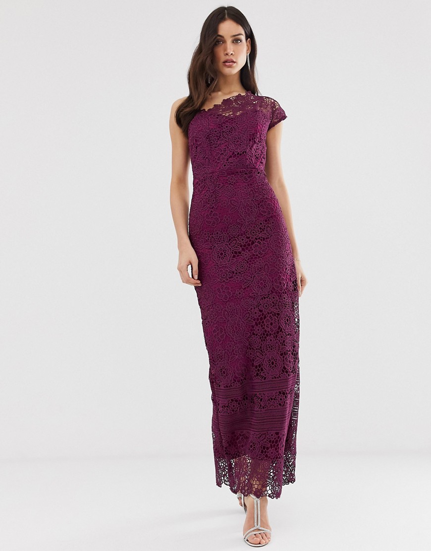 Paper Dolls all over lace one shoulder maxi dress