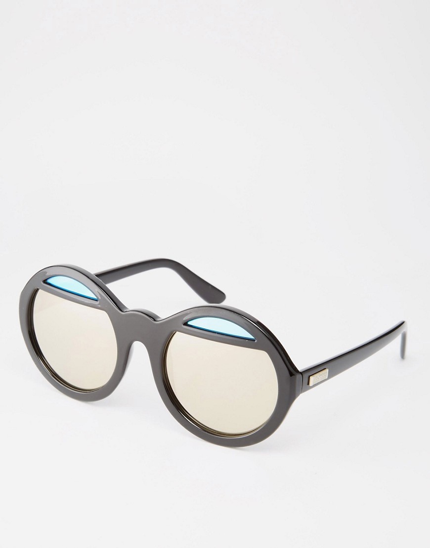 Le Specs Hall Of Mirrors Round Sunglasses - Black