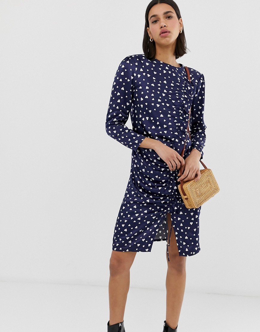 Resume Molly heart print ruched body con dress