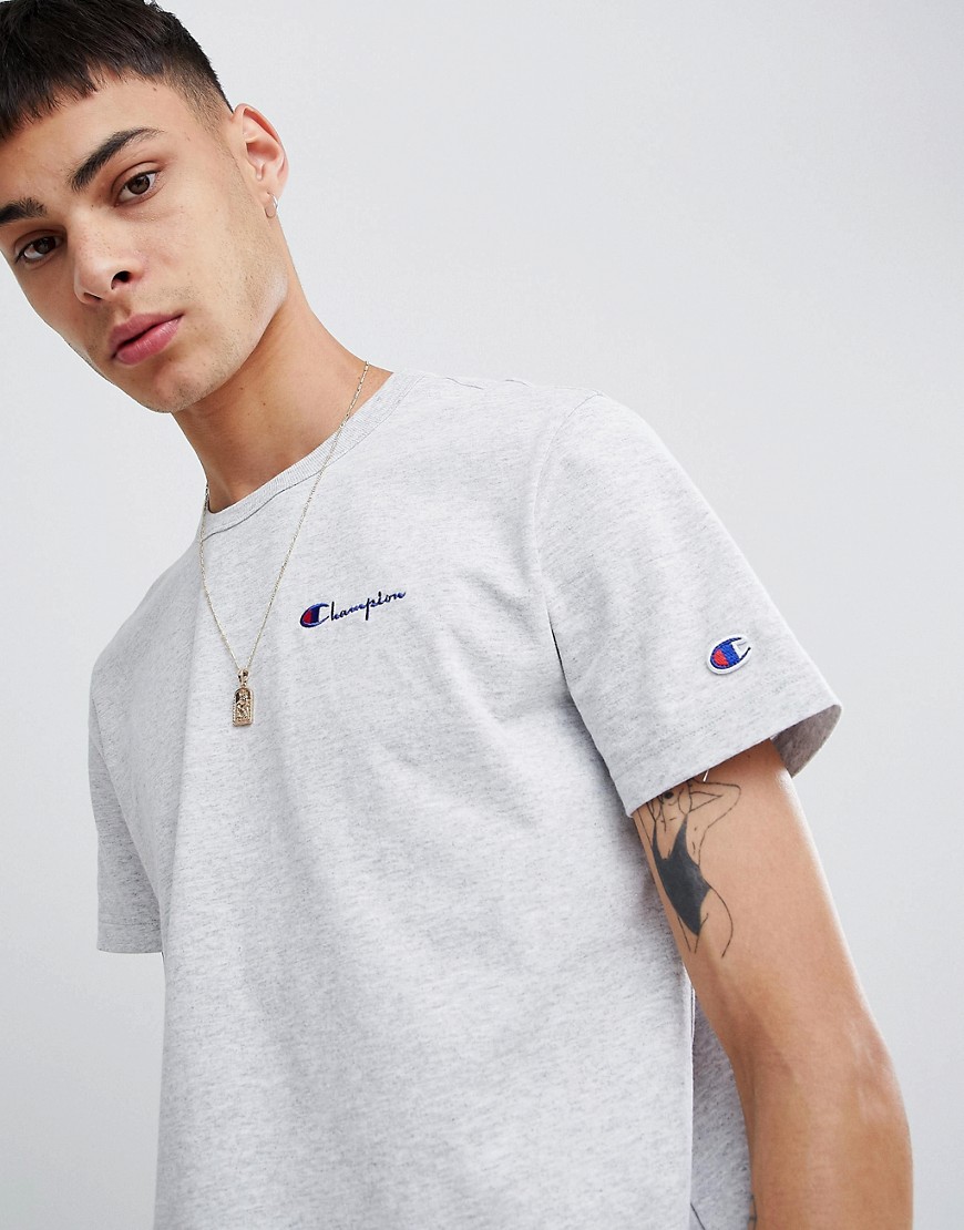 Champion t-shirt with small script logo in grey