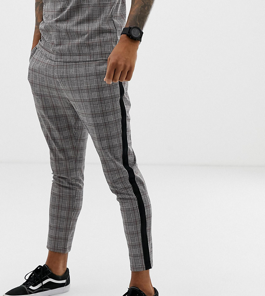 Mauvais cropped trousers in check with side stripe - Black