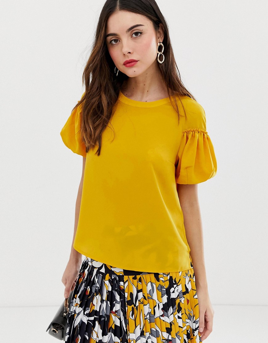 French Connection Crepe Light puff sleeve top