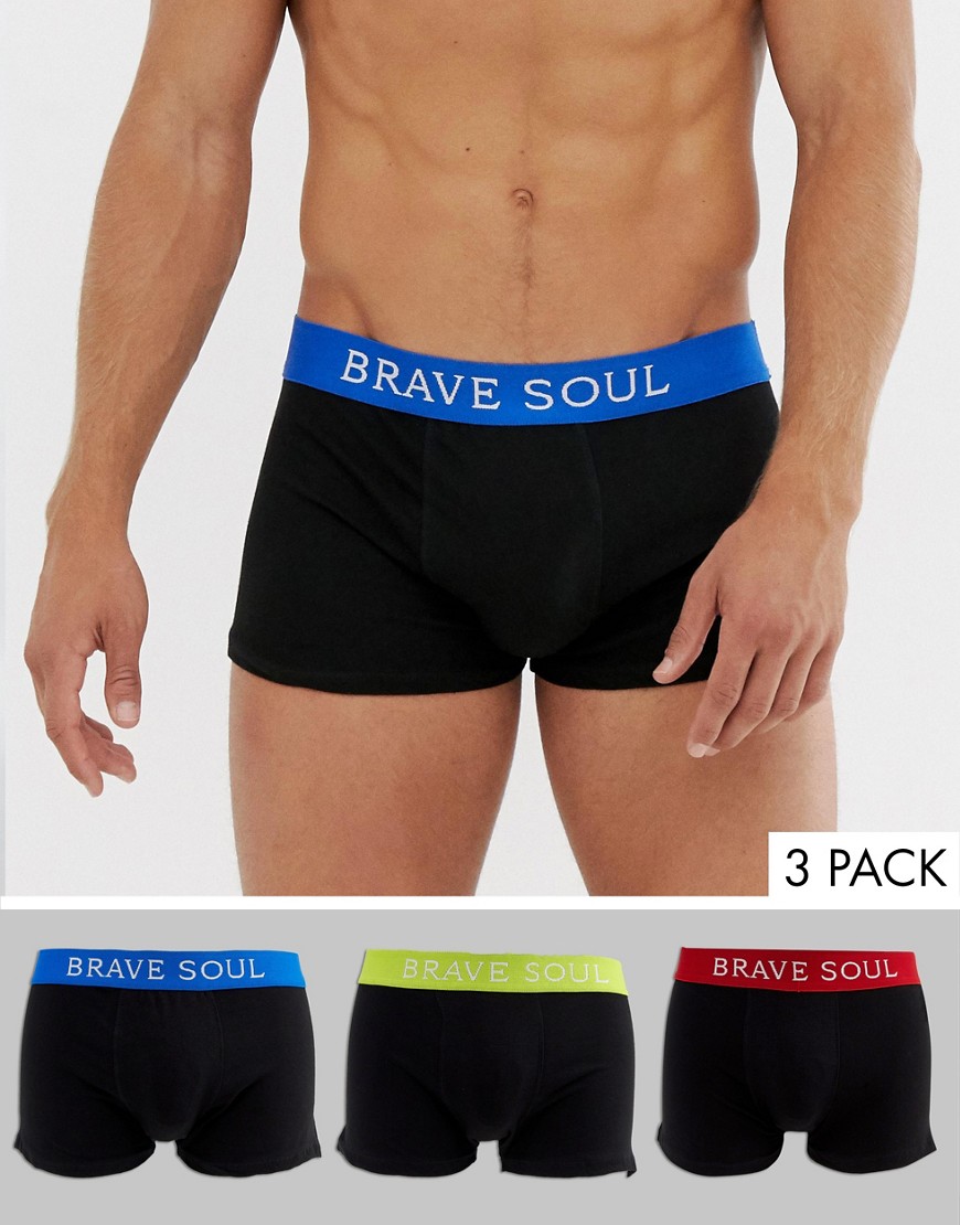 Brave Soul 3 Pack Trunks with Contrast Waistband
