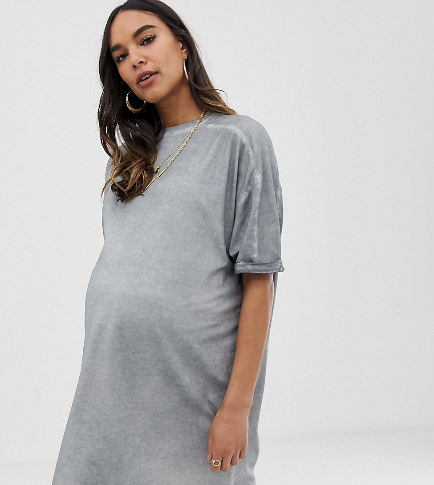 ASOS DESIGN Maternity t-shirt dress with rolled sleeves and wash
