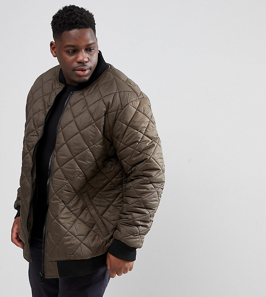 Loyalty and Faith PLUS Quilted Zip Thru Bomber Jacket - Green