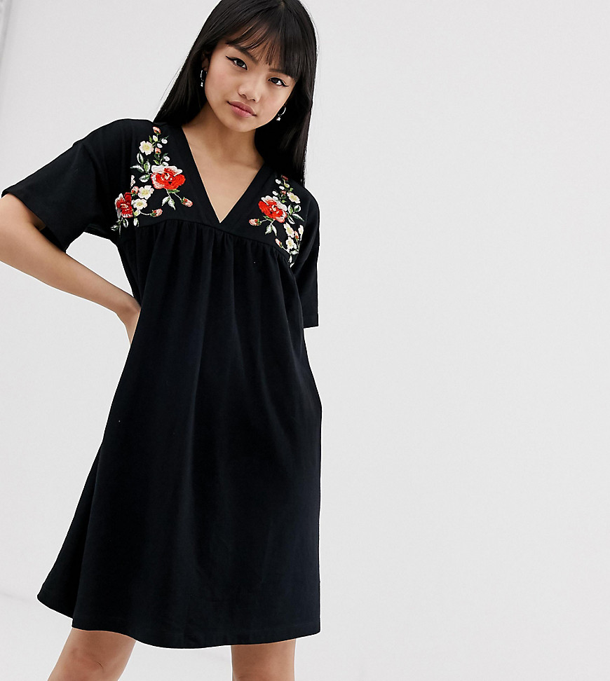 ASOS DESIGN Petite embroidered ultimate cotton smock dress