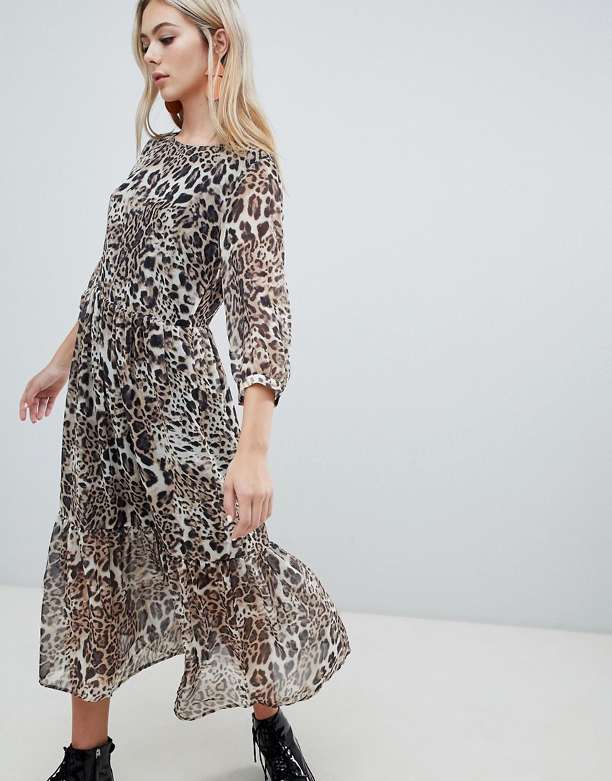 Soaked In Luxury Leopard Layered Midi Dress