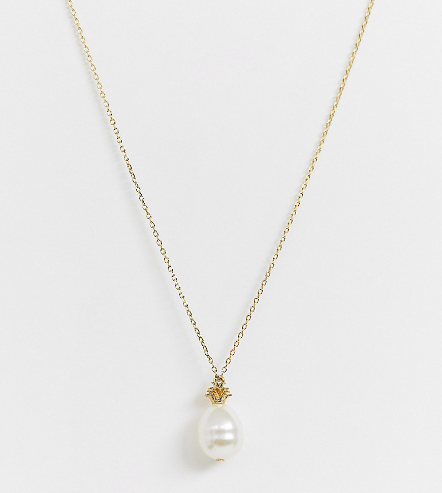 Orelia gold plated faux pearl pineapple necklace