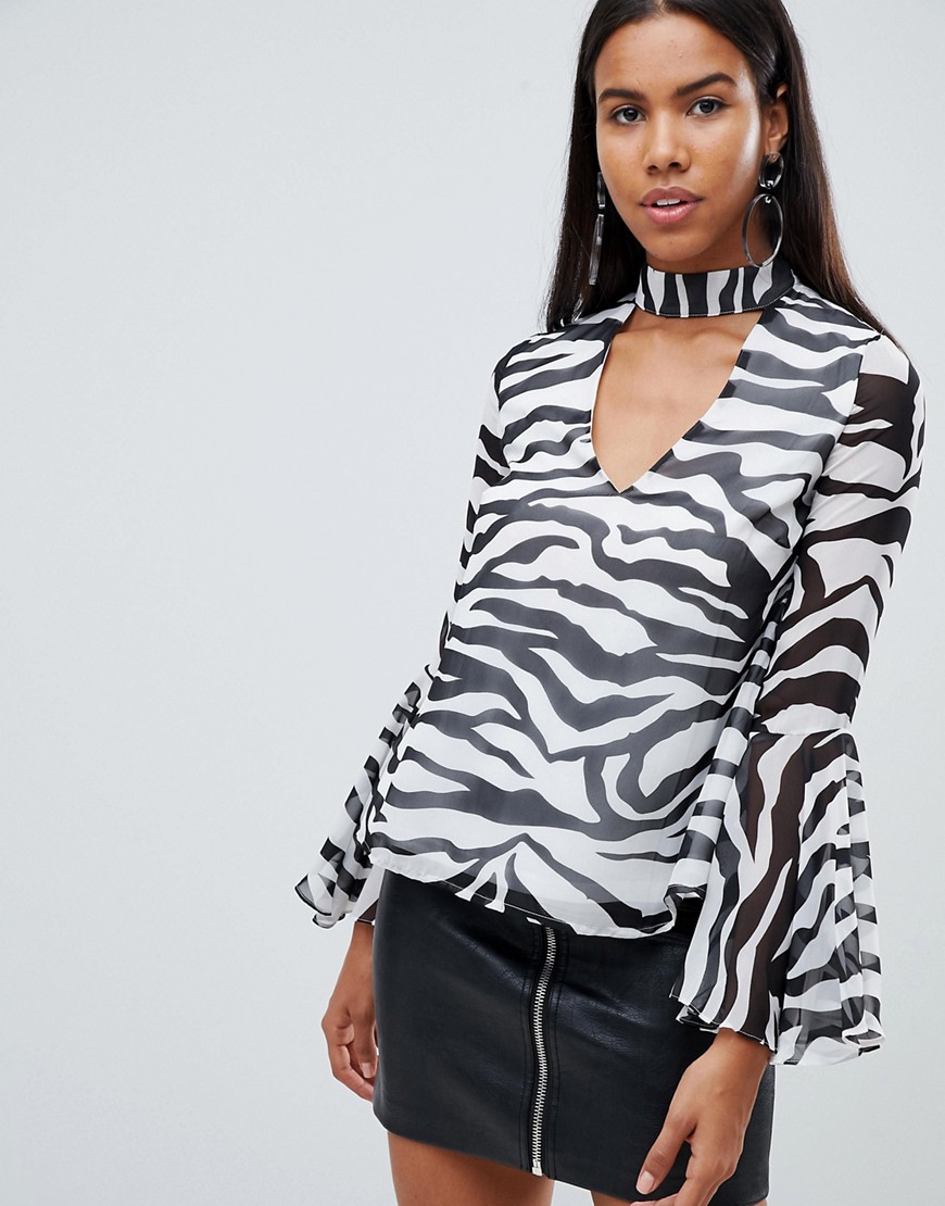 Rare London zebra choker detail blouse
