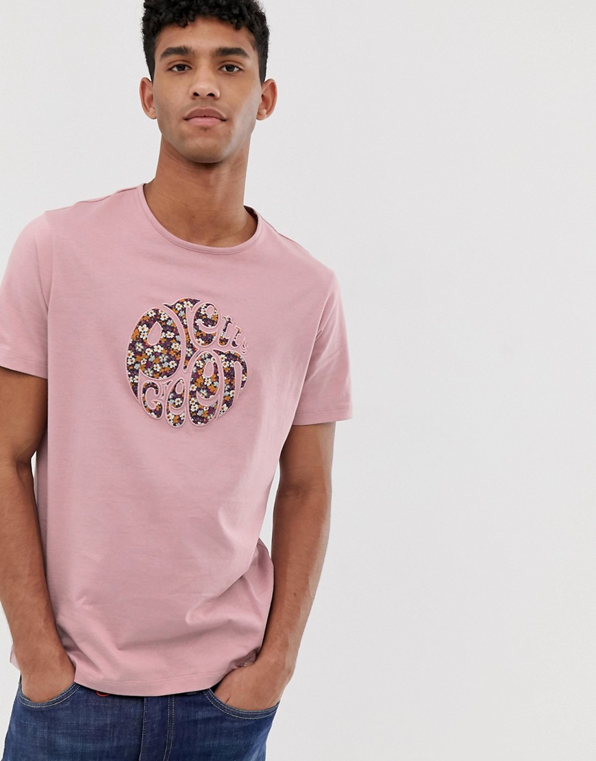 Pretty Green floral logo t-shirt in pink