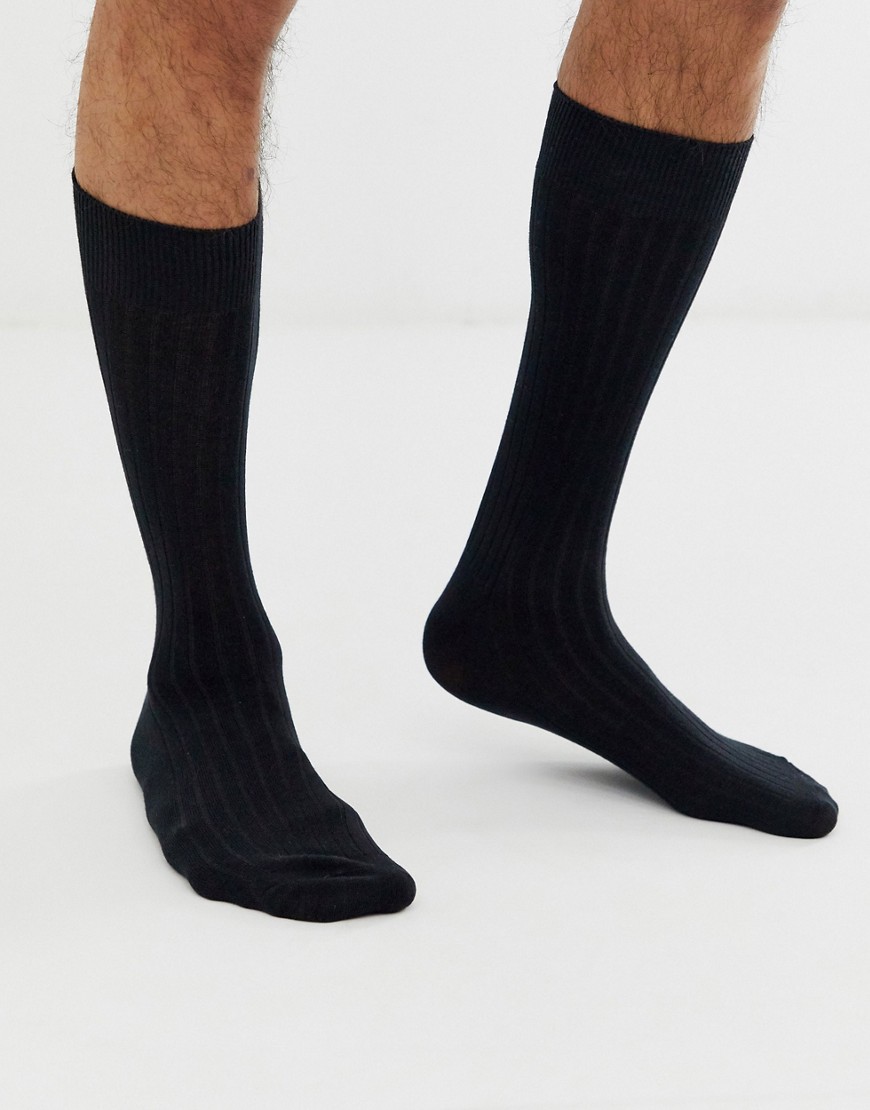 Selected Homme rib sock in black