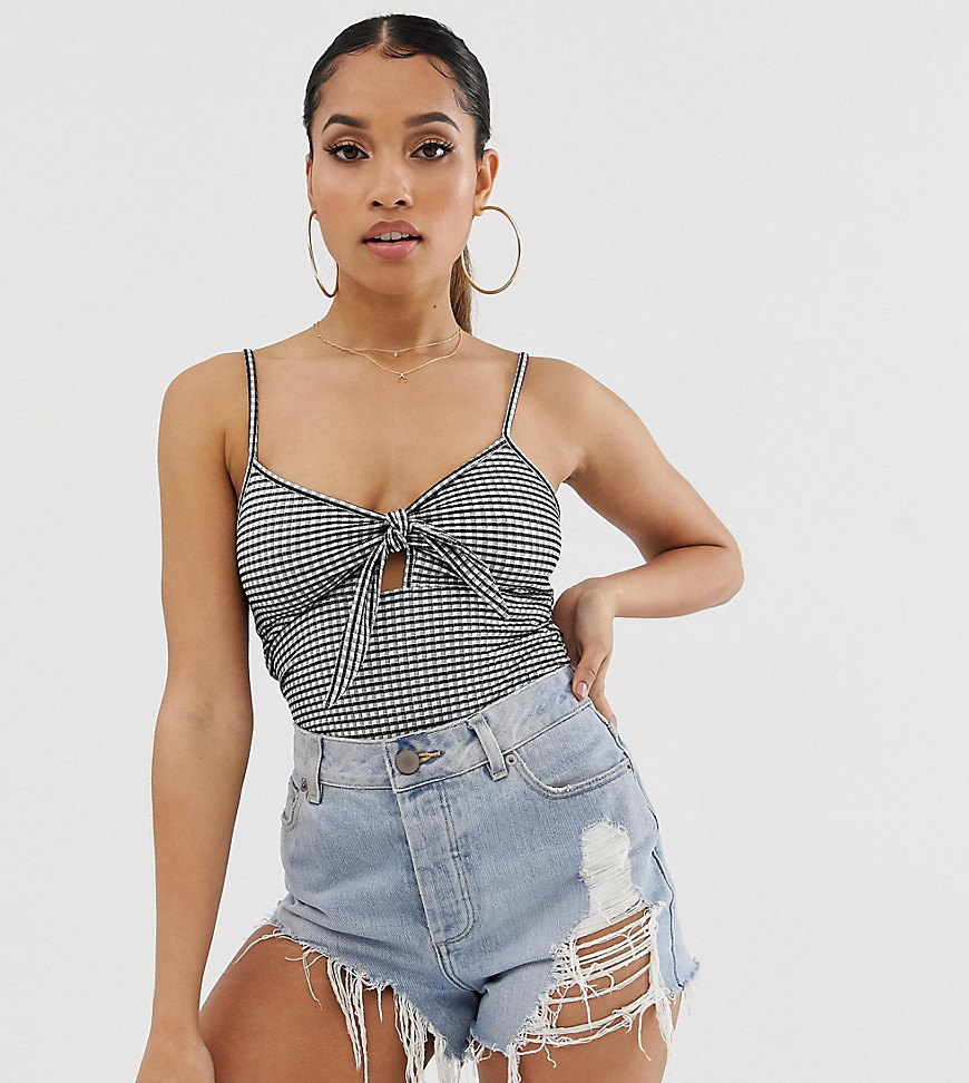 PrettyLittleThing Petite body in gingham