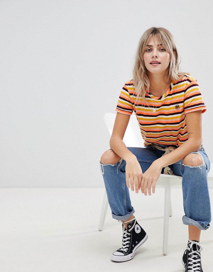 Maison Scotch striped t-shirt with placement embroidery