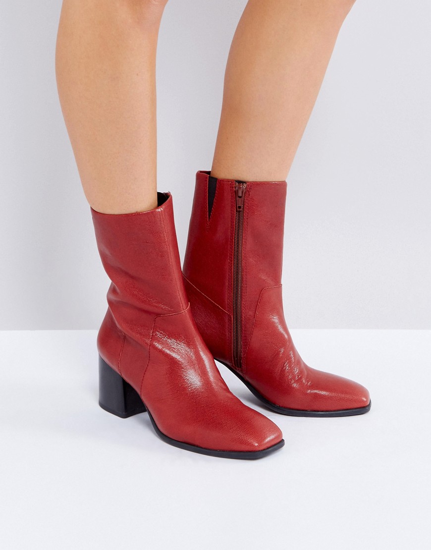 Красные кожаные ботинки Vagabond Luna - Красный 