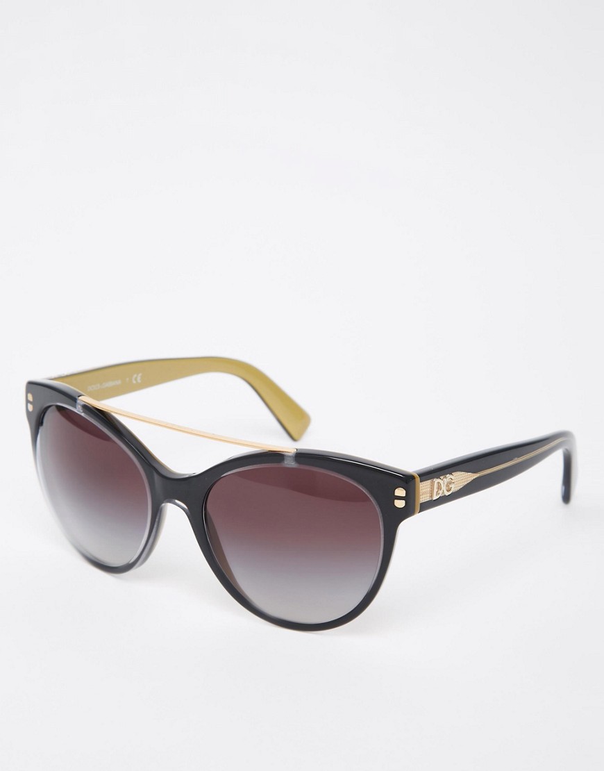 Dolce & Gabbana Round Sunglasses with Brow Bar