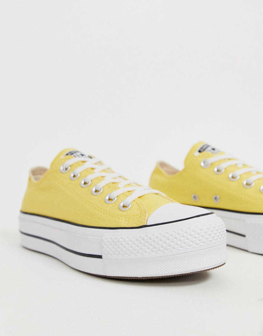 converse chuck taylor all star lo yellow platform trainers