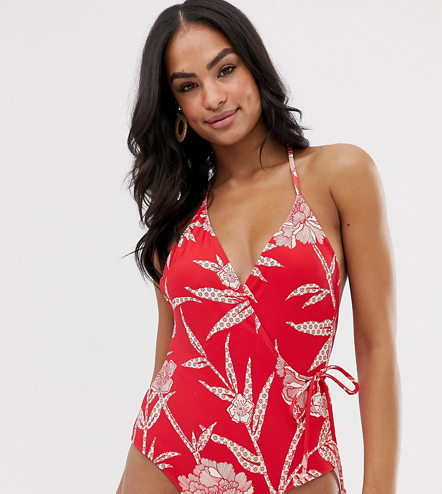 Warehouse wrap swimsuit in tropical print