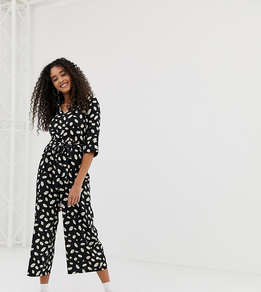 Wednesday's Girl jumpsuit with wrap front in abstract print